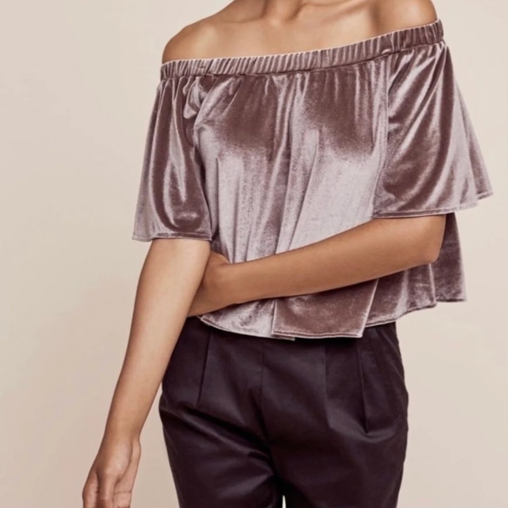 Sunday in Brooklyn Velvet Off Shoulder Blouse